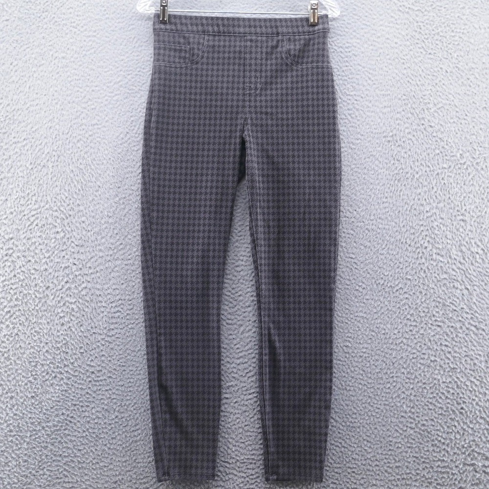 Spanx Womens Jeanish Houndstooth Leggings Grey Black Slim Fit Size Medium